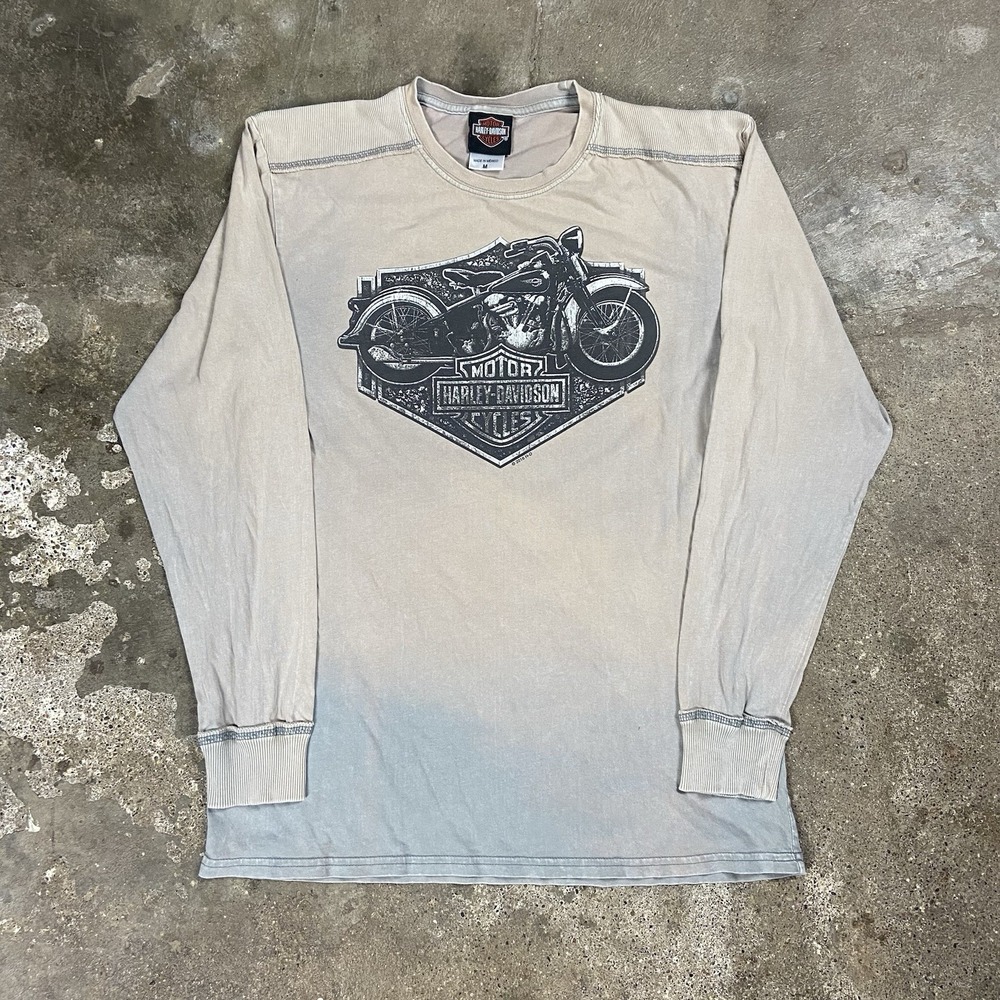 Harley Davidson Long Sleeve Shirt Size Medium Gray Sun Faded Fox River Graphic